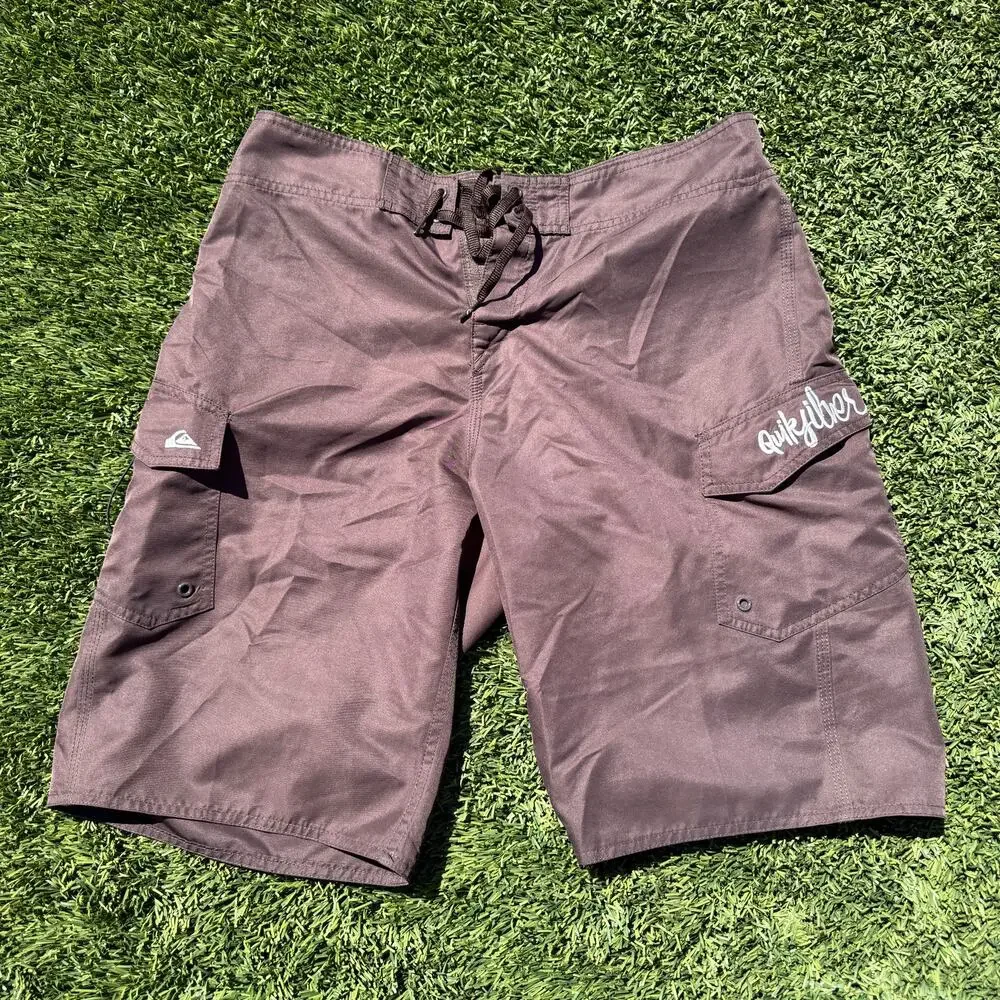 Quiksilver Board Shorts Swim Brown Size 32 Vintage Baggy